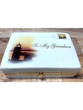 To My Grandson Porcelain Music Box With Gold Accents By Ardleigh Elliott 2006